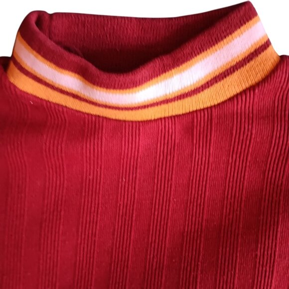 Vintage Boys T-Shirt 2T 3T 1970's JCPenney Ribbed Ringer Knit Mock Neck Hippy - Picture 3 of 4